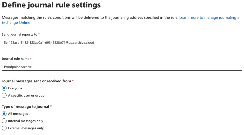 Define journal rules - Proofpoint