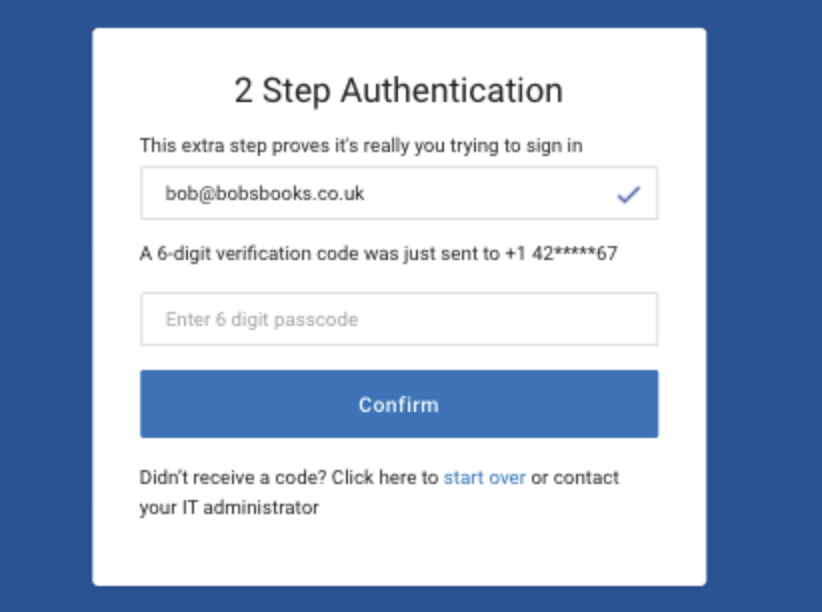 Proofpoint Essentials two-step authentication passcode prompt